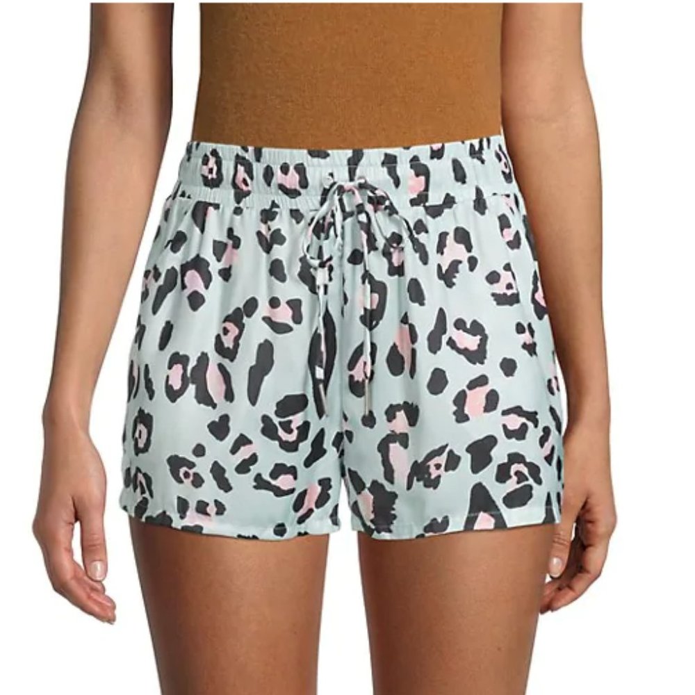 David Lerner Bibi Leopard Sport Shorts Size XL Pink & Blue - Picture 6 of 6